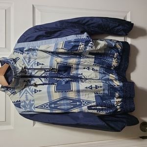 Vintage 90s Aztec Print Windbreaker Jacket Large